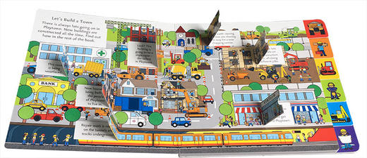 玩玩镇系列 建筑 英文原版绘本 Playtown Construction 儿童纸板翻翻书 英文版幼儿启蒙绘本 进口原版英语辅导玩具游戏书 商品图1