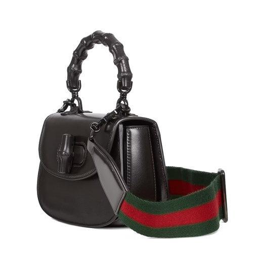【包税】GUCCI/古驰 21秋冬新款 女士迷你黑色皮革附可拆卸肩带黑色竹节手柄单肩手提包68686410ODP1060 商品图4