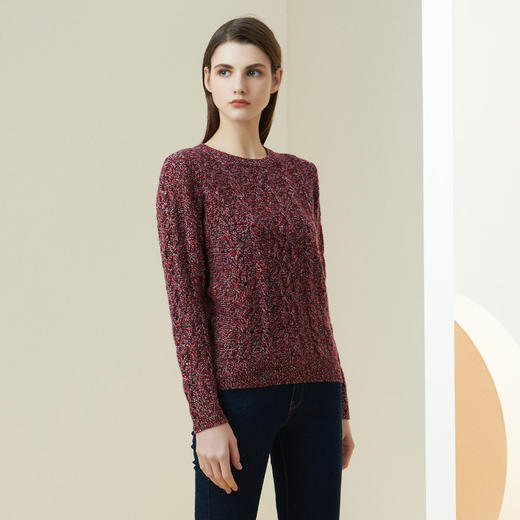 METTE羊绒世家2021年女圆领100%山羊绒加厚圆领套头修身针织毛衣 商品图2