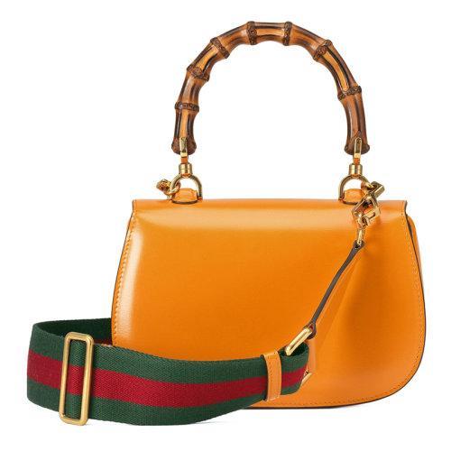 【包税】GUCCI/古驰 2021秋冬新款 女士小号黄色皮革竹节配件附皮革和织带互换肩带竹子提手饰面斜跨单肩手提包67579710ODT7769 商品图4