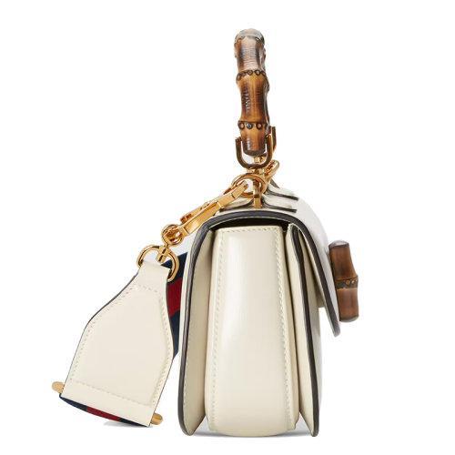 【包税】GUCCI/古驰 21秋冬新款 女士迷你白色皮革附可拆卸肩带竹节手柄单肩手提包68686410ODT8454 商品图2