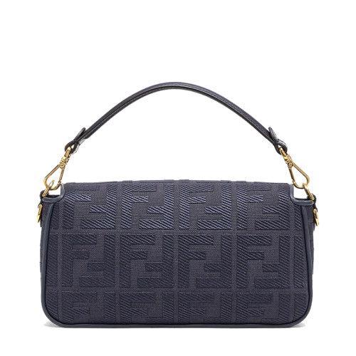 【包税】FENDI/芬迪 21秋冬新款BAGUETTE系列 女士中号深蓝色帆布老花印花磁扣翻盖开合斜跨单肩手提包8BR600AC9OF19PO 商品图3