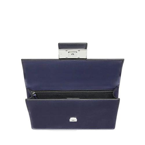 【包税】FENDI/芬迪 2021秋冬新款FLAT BAGUETTE系列 男士中号深蓝色皮革帆布翻盖刺绣老花图案配可拆卸肩带手提斜跨单肩包7VA524A9P6F1G97 商品图1