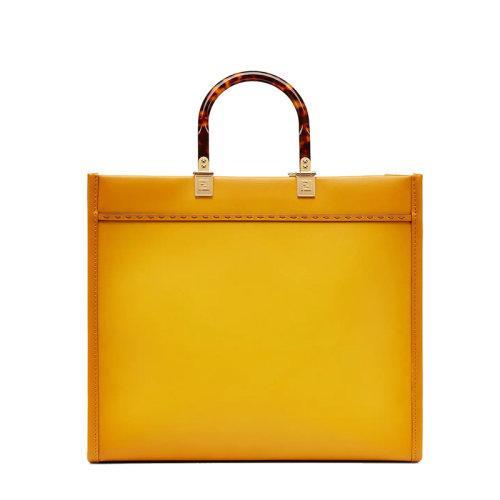 【包税】FENDI/芬迪 21秋冬新款SUNSHINE系列 女士中号黄色小牛皮烫印徽标渐变效果有机玻璃提手配可拆卸肩带手提单肩斜跨包8BH386AF2GF192E 商品图2