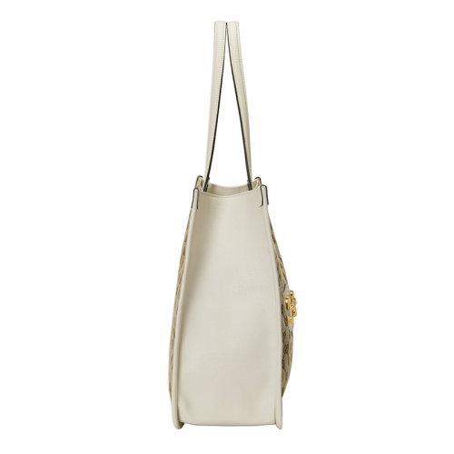 【包税】GUCCI/古驰 经典款 Horsebit 1955系列 女士米色/乌木色经典GG帆布白色皮革滚边斜跨手提包623694GY5OG9761 商品图3