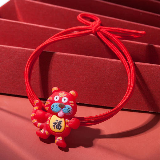 「一套5件 新年小老虎发绳」本命年发圈虎红绳手链小老虎头饰简约发饰时尚饰品 商品图5
