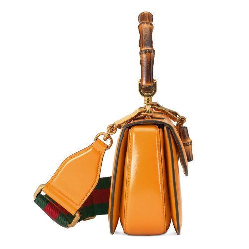 【包税】GUCCI/古驰 2021秋冬新款 女士小号黄色皮革竹节配件附皮革和织带互换肩带竹子提手饰面斜跨单肩手提包67579710ODT7769 商品图3