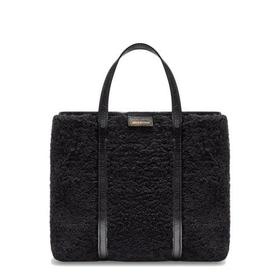 【包税】Balenciaga/巴黎世家 22春夏新款EAST-WEST BARBES系列 女士中号黑色剪羊毛单肩手提购物包6714092104Y1000