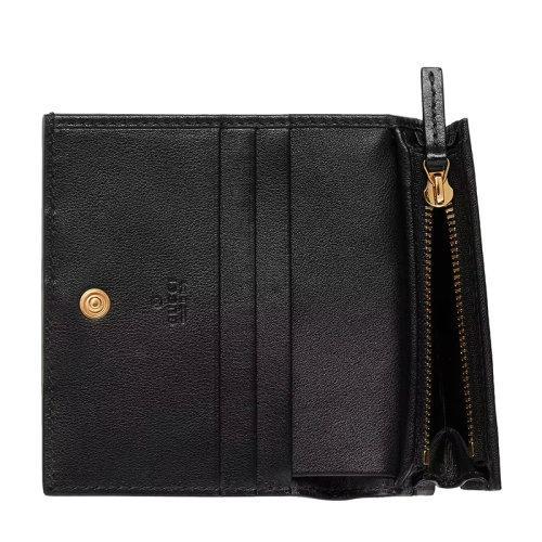 【包税】GUCCI/古驰 2021秋冬新款 女士白色GG皮革黑色皮革滚边饰钉细节金色调配件卡包零钱包676150UF4AX9099 商品图1