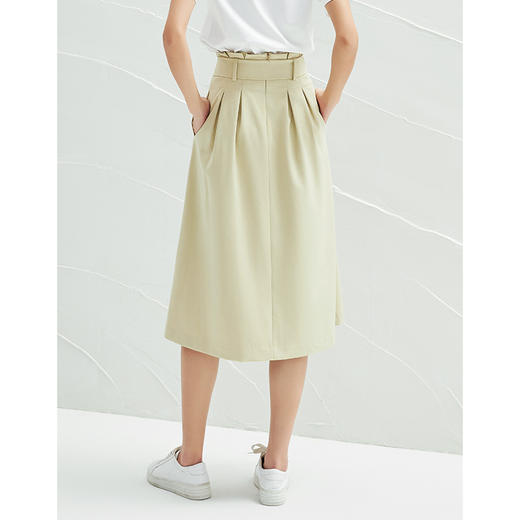 EITIE爱特爱春季新款高腰裙子时尚通勤纽扣系带显瘦a字半身裙A2206917 商品图2