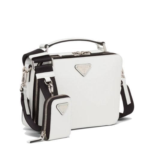 【包税】PRADA/普拉达 21年秋冬新款Brique系列 男士白色亮面皮革配可拆卸皮革小袋拉链手袋斜跨单肩包2VH069_ZO6_F0009_V_ZMI 商品图1