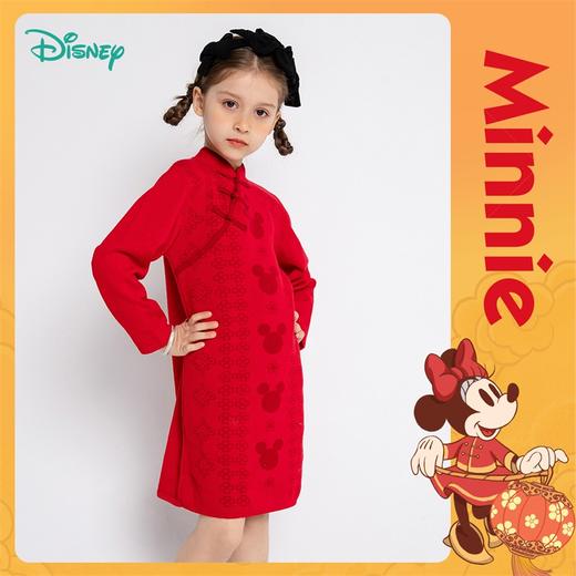 迪士尼童装女童连衣裙中国风米奇长袖连衣裙恭贺新禧新年款春新品221Q768 商品图0