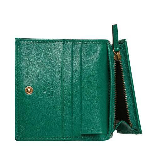 【包税】GUCCI/古驰 2021秋冬新款Diana系列 女士翠绿色皮革做旧金色饰面双G竹扣钱包卡包65824417Q0T3120 商品图3