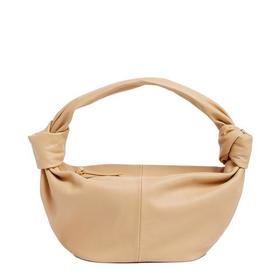 【包税】预售 Bottega Veneta/葆蝶家 22春夏新款TEEN DOUBLE KNOT系列 女士杏仁色小牛皮系结单肩手提包690223V1BW02700