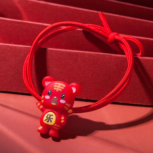 「一套5件 新年小老虎发绳」本命年发圈虎红绳手链小老虎头饰简约发饰时尚饰品 商品图7