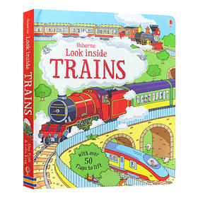 尤斯伯恩看里面系列 揭秘火车 英文原版 Usborne Look Inside Trains 纸板翻翻书 交通工具科普 英文版进口原版英语书籍