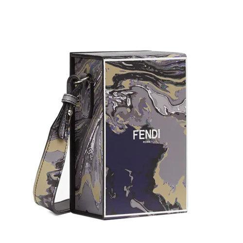 【包税】FENDI/芬迪 2021秋冬新款PACK系列 男士灰色/蓝色/白色大理石纹印花皮革硬质盒子造型配可拆卸肩带手提肩背斜跨单肩包7VA519AGQSF1FN9 商品图3
