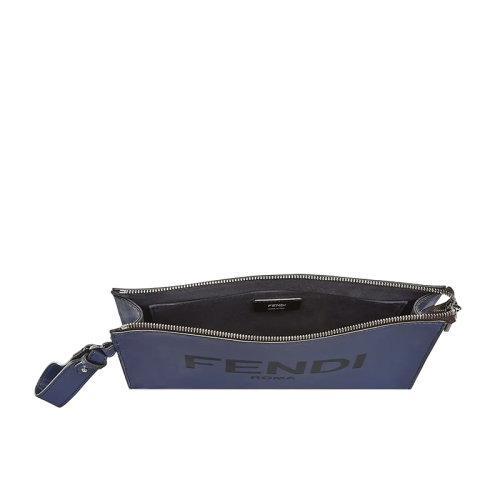 【包税】FENDI/芬迪 2021秋冬新款 男士蓝色皮革拉链开合银色饰面金属件配可拆式手链式手柄手拿包7VA491AC9LF18YJ 商品图1