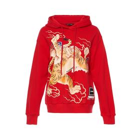 如虎添翼红色连帽卫衣