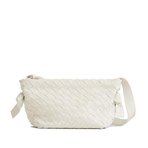 【包税】Bottega Veneta/葆蝶家 22春夏新款TIE系列 女士白色Intrecciato编织羊皮革单肩手提包690503V1FG19009 商品图0