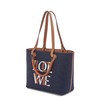 【包税】LOEWE/罗意威 21秋冬新款Love系列 女士小号海军蓝色羊毛配棕褐色皮革单肩手提托特包0010643914 商品缩略图1