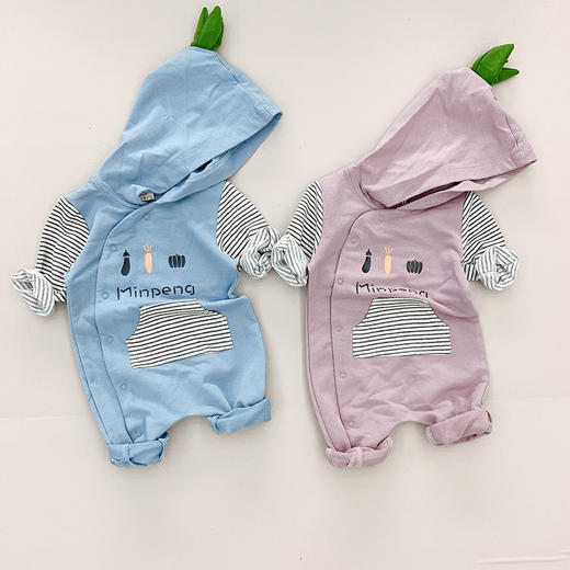 韩版休闲ins童装婴儿连体衣秋季新品连帽长袖针织套头衫 商品图1