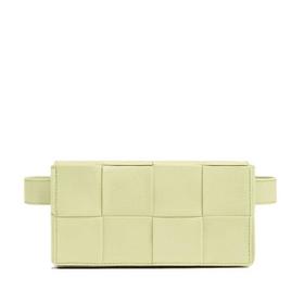 【包税】Bottega Veneta/葆蝶家 22新款CASSETTE系列 男士迷你水洗柠檬黄色Intreccio编织小牛皮斜挎包腰包651053VCQ729413