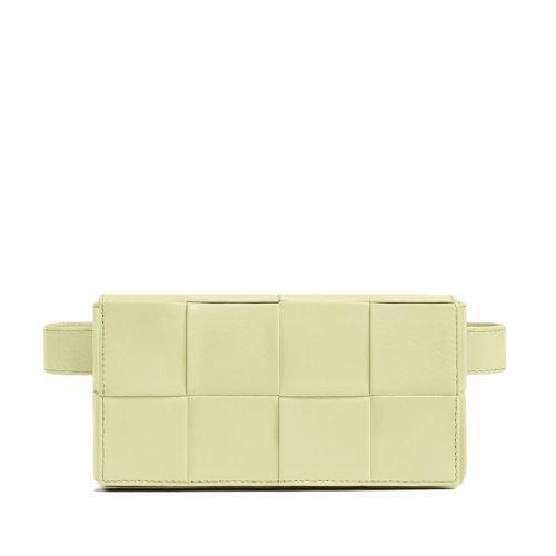 【包税】Bottega Veneta/葆蝶家 22新款CASSETTE系列 男士迷你水洗柠檬黄色Intreccio编织小牛皮斜挎包腰包651053VCQ729413 商品图0