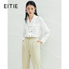 EITIE爱特爱春季新款纯色衬衫女双排扣直筒显瘦简约白色通勤上衣A2209901 商品缩略图0
