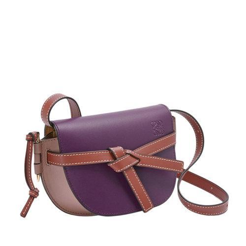 【包税】LOEWE/罗意威 21秋冬新款Gate Dual系列 女士迷你深紫色深锈色柔软小牛皮翻盖斜挎单肩包0010644102 商品图1