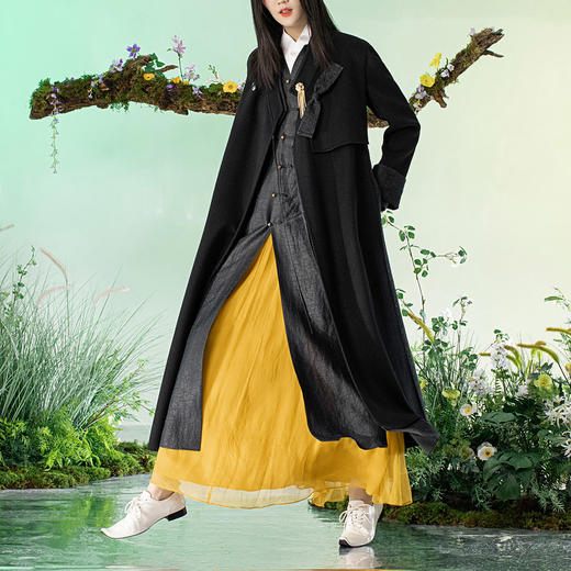 【林栖设计小店】【现货】新款秋冬女装刺绣双面呢羊毛呢子大衣中长款毛呢红色外套1914003 商品图10