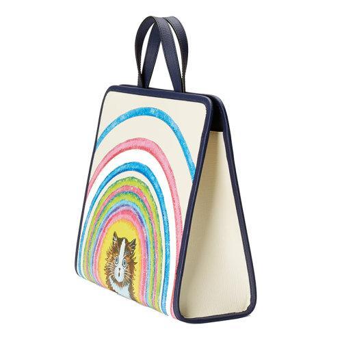 【包税】GUCCI/古驰 2021秋冬新款 儿童款白色GGSupreme帆布深蓝色饰边猫咪彩虹印花手提托特包605614USKBN9194 商品图4