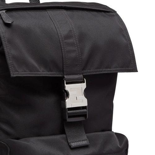 【包税】FENDI/芬迪 21秋冬新款FENDINES系列 男士中号黑色尼龙翻盖开合拉链袋老花印花网眼可调节缎带肩带双肩背包7VZ066AGQTF0GXN 商品图3