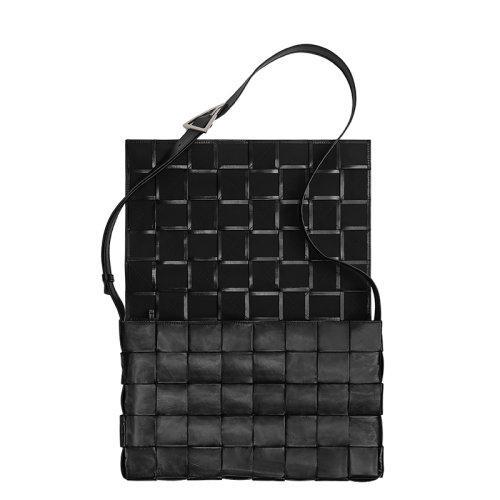 【包税】Bottega Veneta/葆蝶家 22春夏新款CASSETTE系列 男士加大号黑色intreccio编织牛皮革斜挎单肩包691407VCQ718803 商品图2