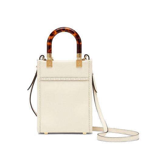 【包税】FENDI/芬迪 21秋冬新款SUNSHINE系列 女士迷你白色小牛皮有机玻璃硬质手柄斜跨手提单肩包8BS051ABVLF0K7E 商品图3
