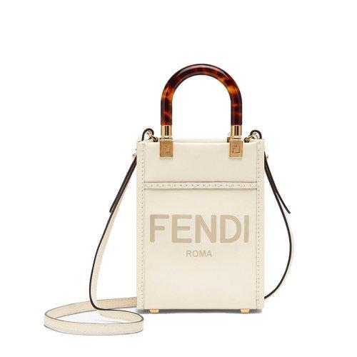 【包税】FENDI/芬迪 21秋冬新款SUNSHINE系列 女士迷你白色小牛皮有机玻璃硬质手柄斜跨手提单肩包8BS051ABVLF0K7E 商品图0