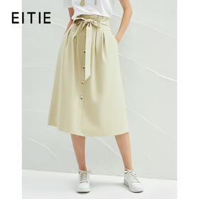 EITIE爱特爱春季新款高腰裙子时尚通勤纽扣系带显瘦a字半身裙A2206917