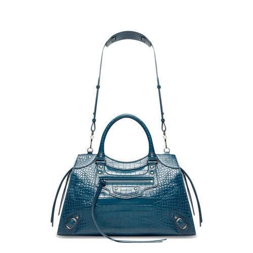 【包税】Balenciaga/巴黎世家 22新款NEO CLASSIC系列 男士中号深蓝色鳄鱼压纹超柔软小牛皮单肩斜挎梯形手提包67879323E454406 商品图3