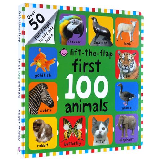 宝宝动物认知纸板翻翻书 英文原版绘本 First 100 Animals Lift-The-Flap 幼儿词汇图解词典 儿童启蒙早教绘本 进口英语书籍 商品图1