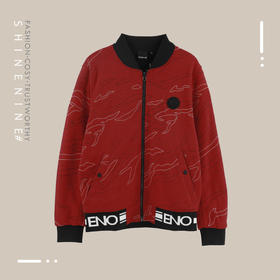 E19P21MKJ059明线纹样装饰虎面针织夹克