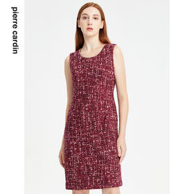 皮尔卡丹女装连衣裙法式圆领无袖小香风通勤裙子P1401D1986D0
