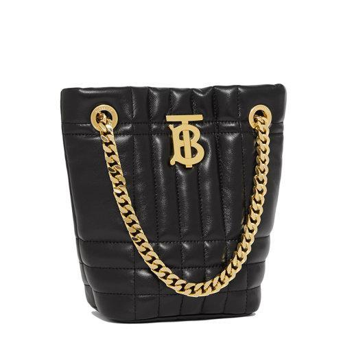 【包税】BURBERRY/博柏利 21秋冬新款Lola系列 女士迷你黑色绗缝羊皮革TB专属标识单肩手提水桶包80502871 商品图1