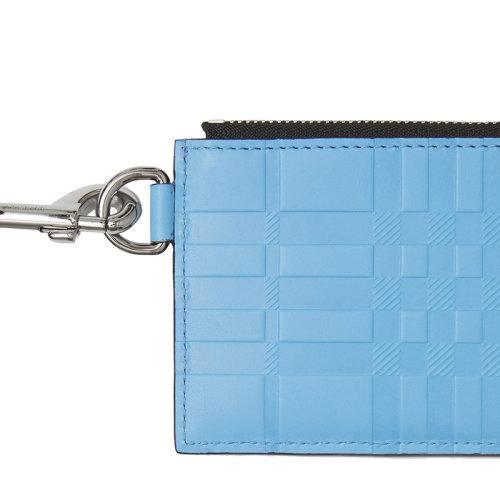 【包税】BURBERRY/博柏利 21秋冬新款 男士柔矢车菊蓝色格纹压花皮革挂绳式拉链卡包80493241 商品图4