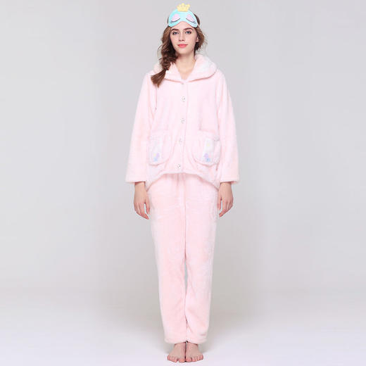 【会员价】爱帝女式金丝法兰绒加厚家居服套 商品图0