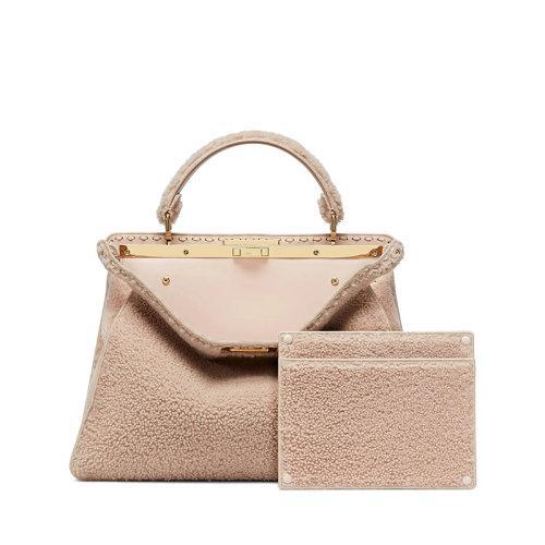 FENDI/芬迪 2021秋冬新款PEEKABOO ISEEU系列 女士大号浅粉色美利奴羊皮手工缝制大针脚标志性旋转门扣配可拆卸肩带提手单肩手提包8BN328AHJ6F0H43 商品图1