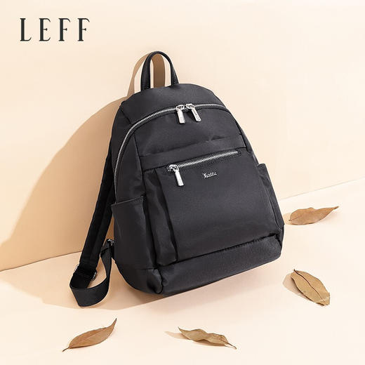 莱夫秋冬季新款女士双肩背包防泼水尼龙帆布旅行女包大容量IPDA包学生书包 经典黑色（中号） 商品图2