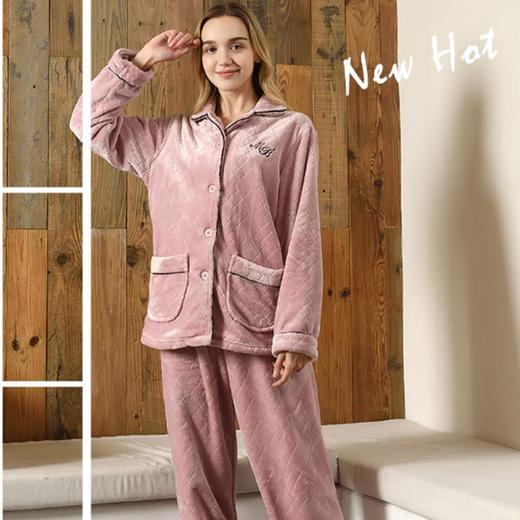 3楼 美标法兰绒甜美豆沙红品质高级感家居服83775A++ 商品图2