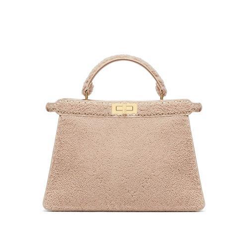 FENDI/芬迪 2021秋冬新款PEEKABOO ISEEU系列 女士大号浅粉色美利奴羊皮手工缝制大针脚标志性旋转门扣配可拆卸肩带提手单肩手提包8BN328AHJ6F0H43 商品图3
