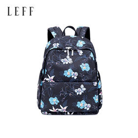 莱夫双肩包女新品帆布时尚印花女士背包旅行游玩上班通勤大容量休闲书包 黑色大号