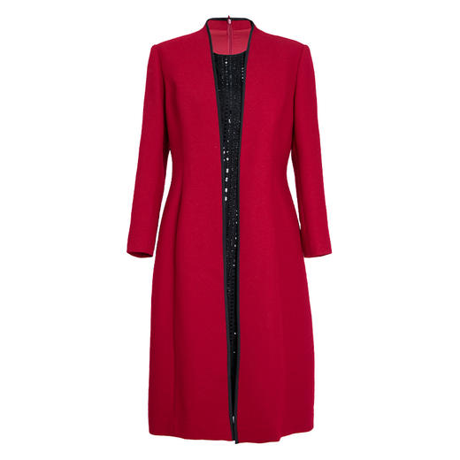 皮尔卡丹女装连衣裙秋冬假两件拼接羊毛通勤A字裙P1418E1821R0 商品图4